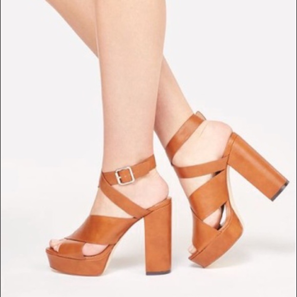 JustFab Kazia Heels - Cognac